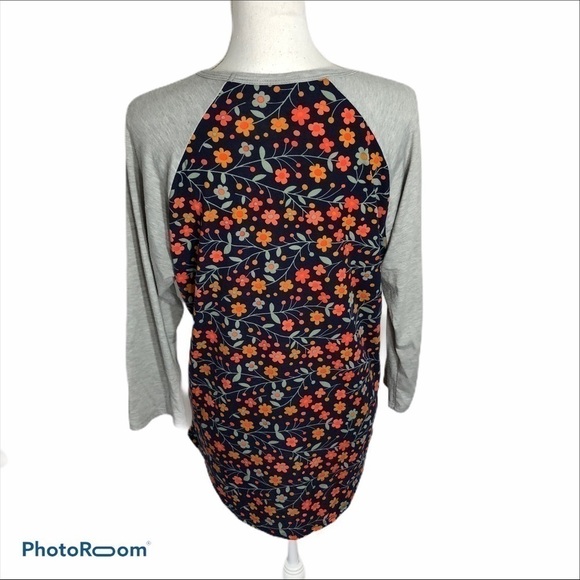 Lularoe Floral Randy Top Large Blue Orange Pink - Picture 3 of 7